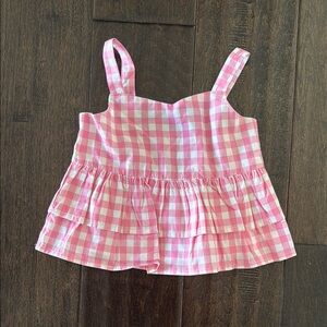 NWT Janie and Jack Toddler Girls Pink Gingham Sleeveless Peplum Ruffle Top!